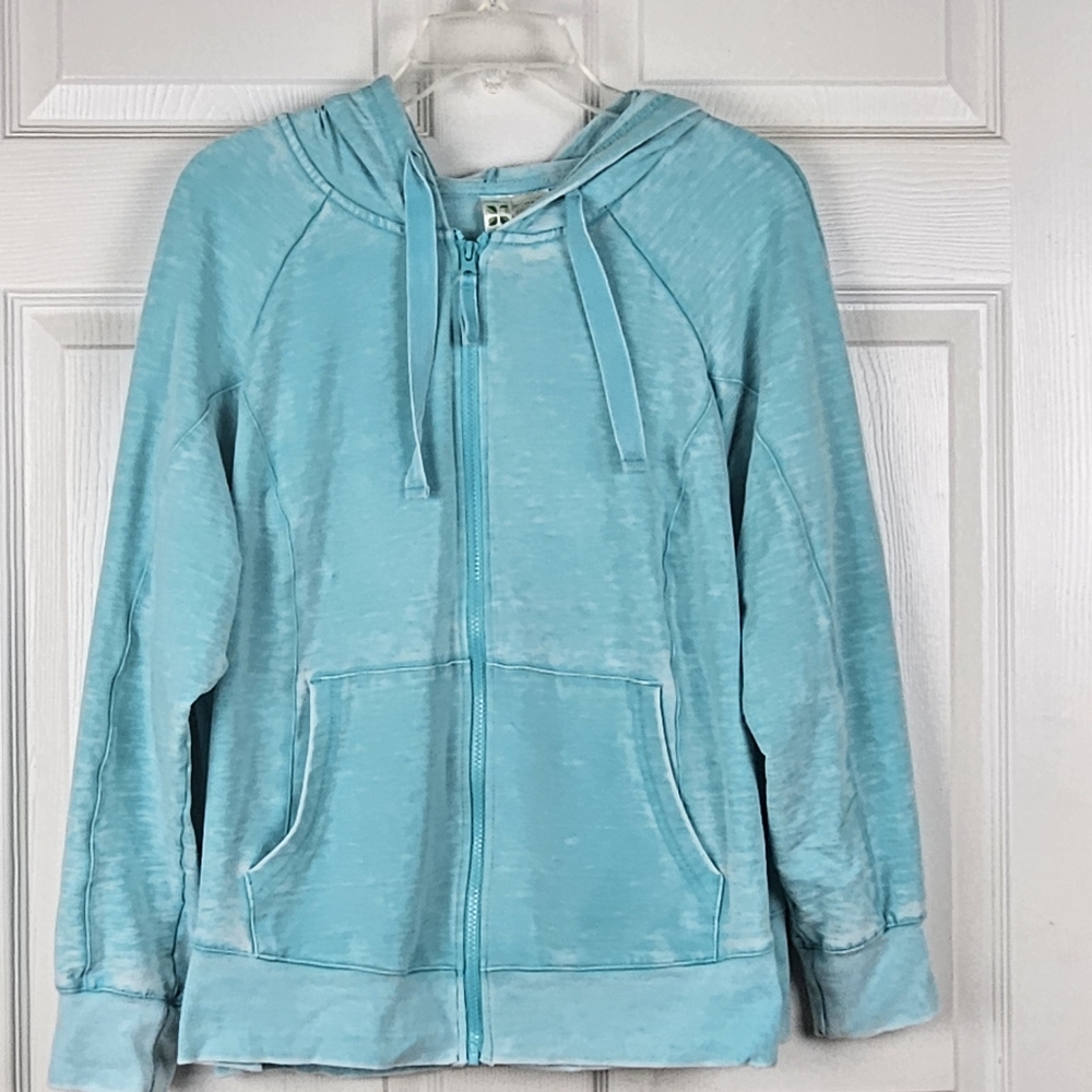 Green Tea Mineral Wash Hoodie Jacket Teal Green XXL Zip Up Pockets Layer